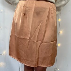 Orange silky zip up skirt